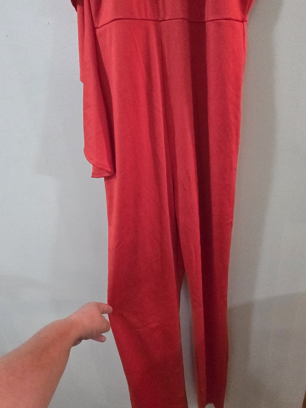 Red One-Shoulder Ruffle Jumpsuit - Picture 4 of 10